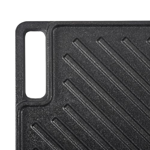 VEVOR Reversible Grill/Griddle, 9.7"x16.7" Pre-Seasoned Cast Iron Griddle, Rectangular Double Burner Griddle Pan, Non-Stick Family Pan Cookware with Handles, Flat Top Plate for BBQ, Gas Grill, Black