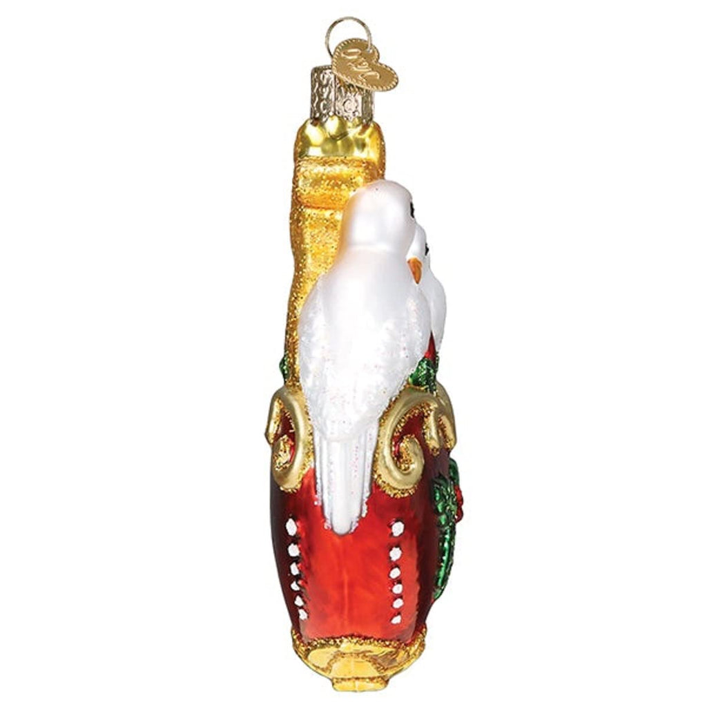 Old World Christmas Two Turtle Doves Glass Blown Ornament for Christmas Tree, Handcrafted Holiday Decoration, Wildlife Animal Collection