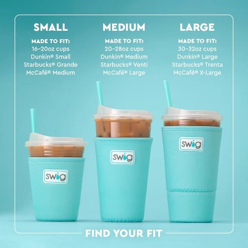 Swig Life Medium Iced Cup Coolie, Standard 22oz Iced Coffee Cup Insulator Sleeve with Handle, Neoprene Insulated Coolie Keeps Drinks Cold (Sweethearts)