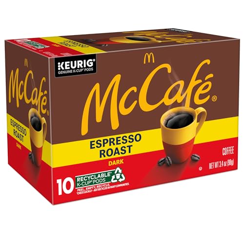McCafe Espresso Roast Coffee, Keurig Single-Serve K-Cup Pods, 60 Count (6 Packs of 10), Dark Roast Made with Arabica Beans, Bold Flavor with Bittersweet Chocolate & Toasted Nut Notes