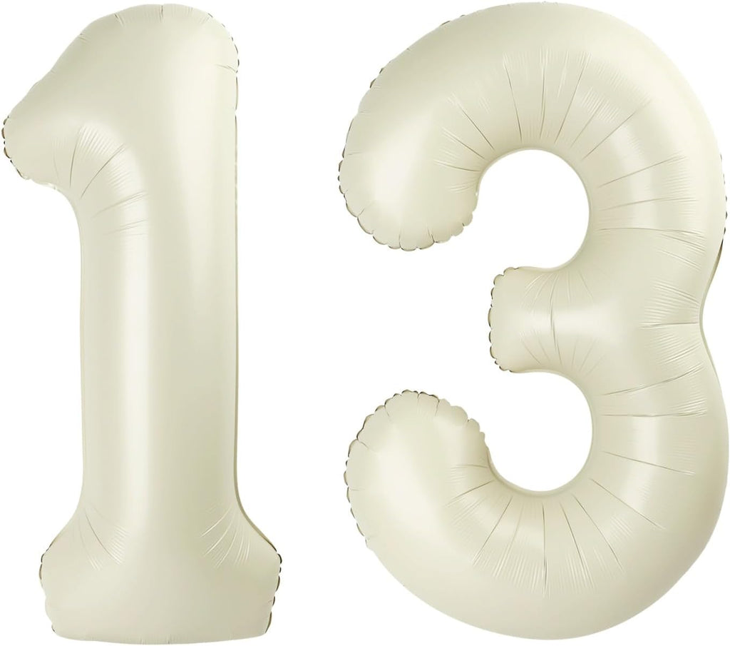 Number Balloons | Large 40 Inch Cream Number 13 Foil Balloon for Birthday & Wedding Decor