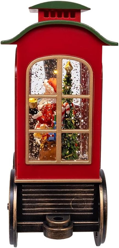 Kurt Adler 7.625" Battery Operated LED Lighted Santa Train with Spinning Glitter Water
