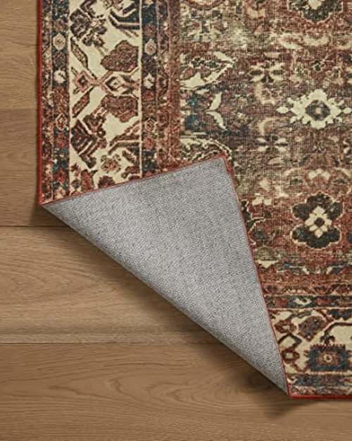 Loloi Magnolia Home by Joanna Gaines Banks Collection BAN-04 Brick/Ivory 2'-3" x 3'-9" .13" Pile Height, Machine Washable, Accent Rug