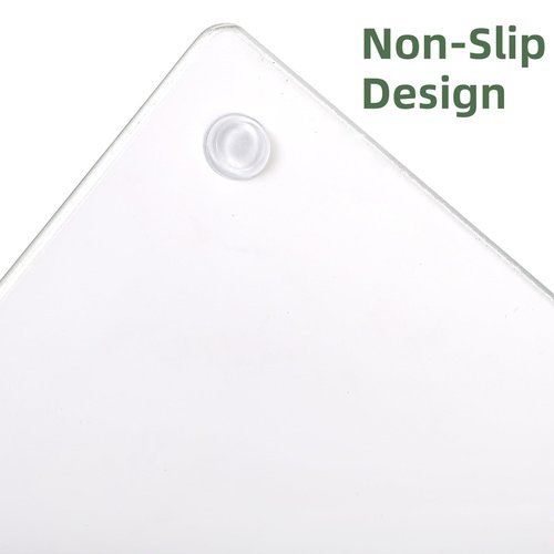 WRINGKIT Set of 2 Glass Cutting Board with Marble Pattern, Tempered Glass Chopping Board with Non-Slip Feet, 16"x 12" Large Glass Board for Countertop, Kitchen, Easy to Clean