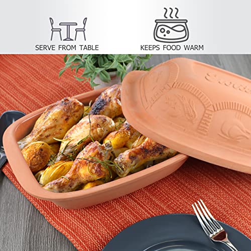 Eurita Clay Roaster, 1.5 Quart, Non-Stick Earthenware, Toxin-Free, Healthy Clay Pot Cooking, Versatile Cooking Dutch Oven, Digital Recipe and Instructions Included