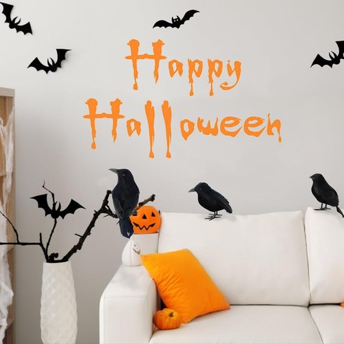 AEVBSOY Black Feathered Crows - Realistic Handmade Halloween Decorations | 3 Pack for Indoor/Outdoor Use