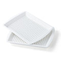 Dizada Microwave Bacon Tray 13"x10" Set of 2 - Porcelain Bacon Cooker for Microwave, Ceramic Bacon Rack for Sausages, Hot Dogs, Dishwasher Freezer Safe