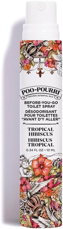 Poo-Pourri Before-You-Go Toilet Spray - Tropical Hibiscus Travel Size 10 mL | Fresh Hibiscus, Apricot & Citrus Scent