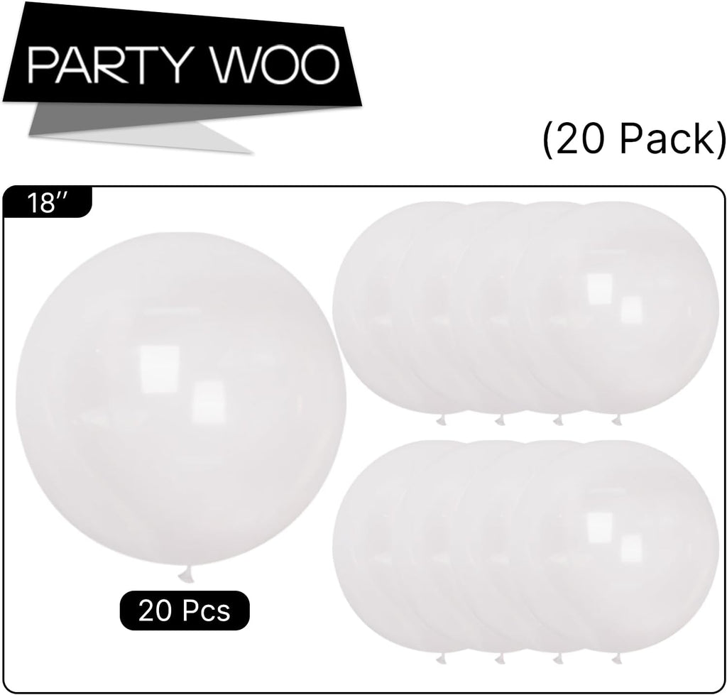 PartyWoo Clear Balloons - 20pcs 18 Inch Transparent Latex Helium Balloons for Celebrations