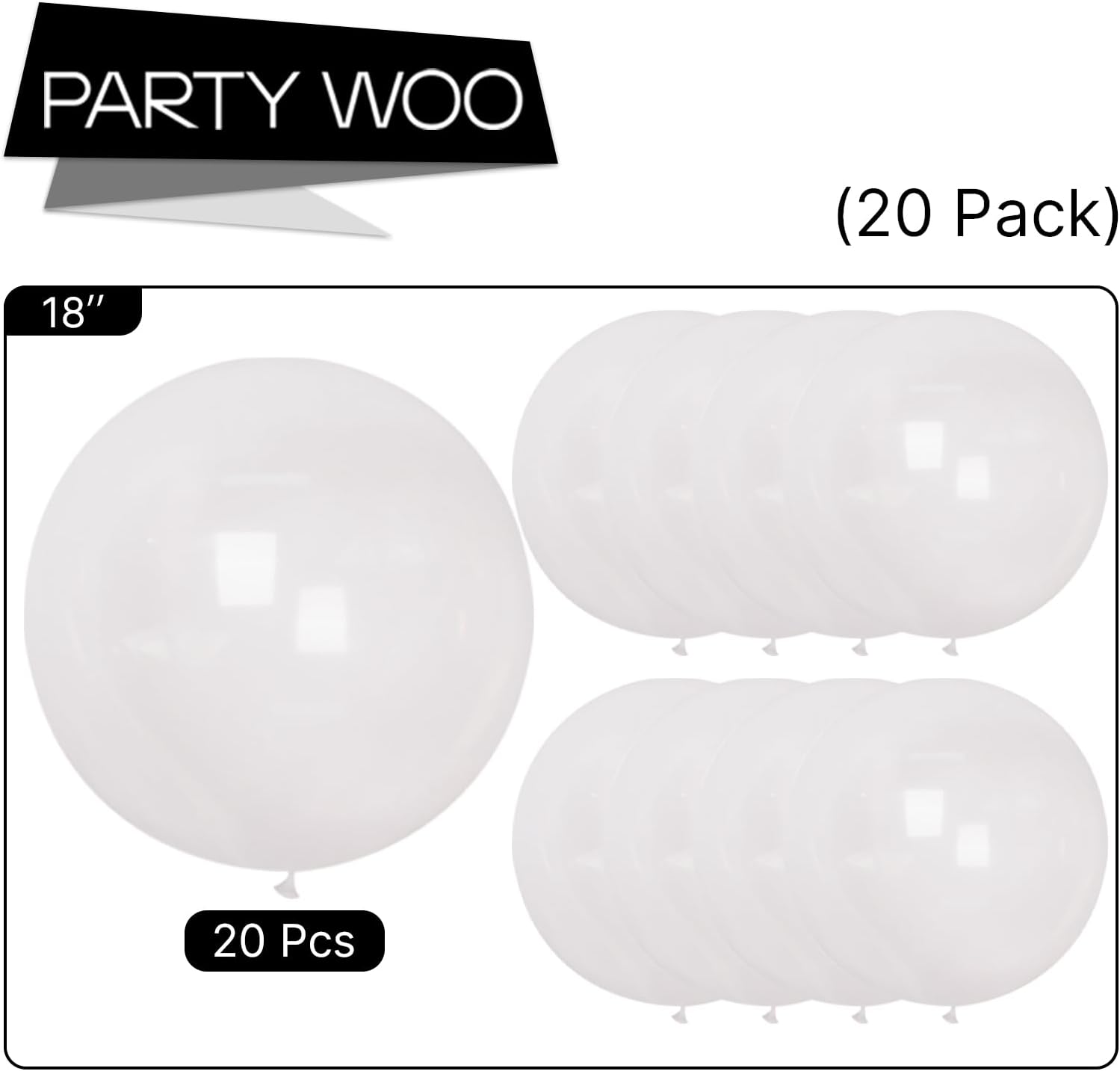 PartyWoo Clear Balloons - 20pcs 18 Inch Transparent Latex Helium Balloons for Celebrations
