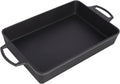 Keesha 9x13 Inch Cast Iron Pizza Pan - Pre-Seasoned Deep Baking Dish for Casserole & Lasagna