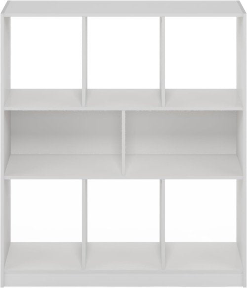 Furinno DALY Bookshelf - 8-Cube Horizontal Storage Organizer | White, 10.9 x 35.4 x 39.4 Inches for Home & Office