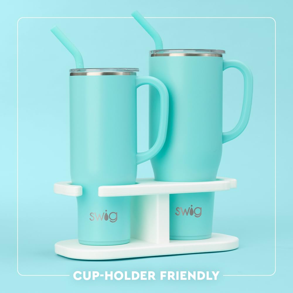 Swig Life 40oz Mega Mug, 40 oz Tumbler with Handle and Straw, Cup Holder Friendly, Dishwasher Safe, Extra Large Insulated Tumbler, Stainless Steel (Jungle Gym)