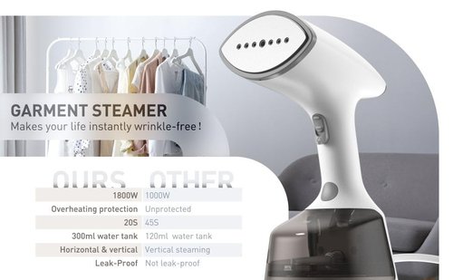 Upgrade Steamer for Clothes,1500W 30s Quick Heat Handheld Clothes Steamer,Fabric Wrinkles Remover Garment Steamer with Smart LCD,2 in 1 Clothing Iron with 300ml Tank and Fabric Brush (25s Quick Heat)