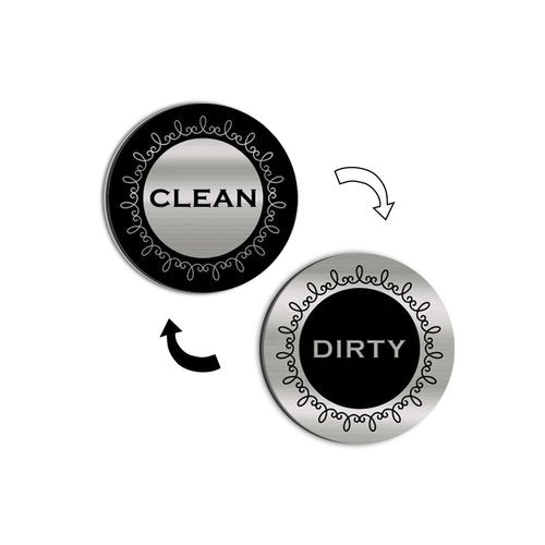 Clean Dirty Magnet for Dishwasher,Silver Brushed Dishwasher Clean Dirty Sign for Kitchen Organization and Storage (Round)