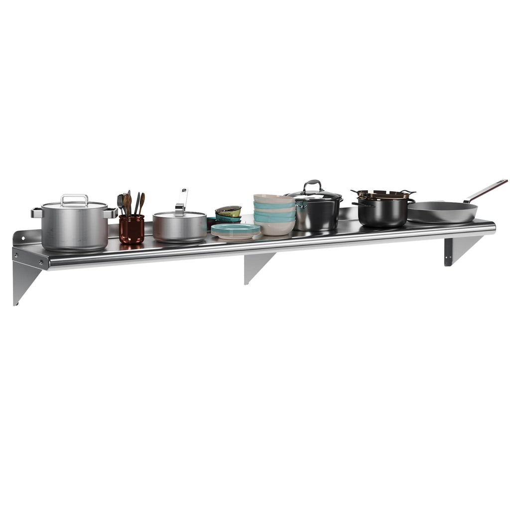 Garvee Stainless Steel Hanging Rack for Kitchen Storage and Organization, [NSF Certified] 12 in W*24 in L Shelf with 10 S Hooks for Hanging Pots, Pans in Home Kitchen, Restaurant & Hotel
