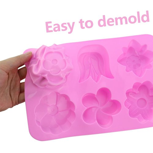 2 Packs 6-Cavity Silicone Flowers Shap Mold Assorted Silicone Flower Soap Mold Mixed Tulip Mold DIY Soap Molds for Handmade Chocolate Biscuit Cake Muffin Jelly Ice Cube