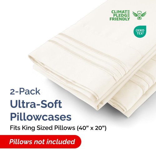 King Pillow Cases by [Brand Name] - Ultra Soft Hotel Quality Covers | Wrinkle-Free & Fade Resistant - 2 Piece Set in Off White
