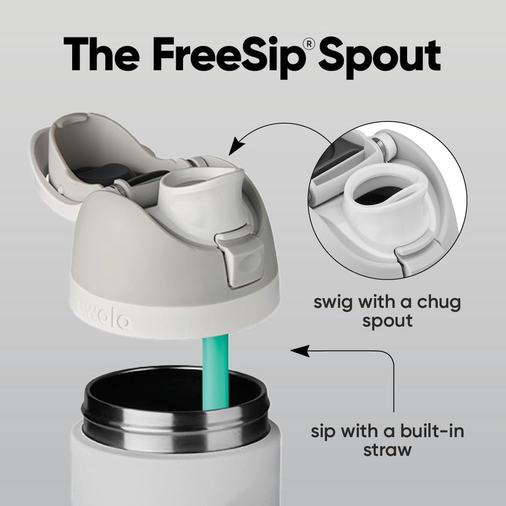 Owala FreeSip Insulated Stainless Steel Water Bottle - BPA-Free, 24 Oz, Perfect for Travel | Shy Marshmallow