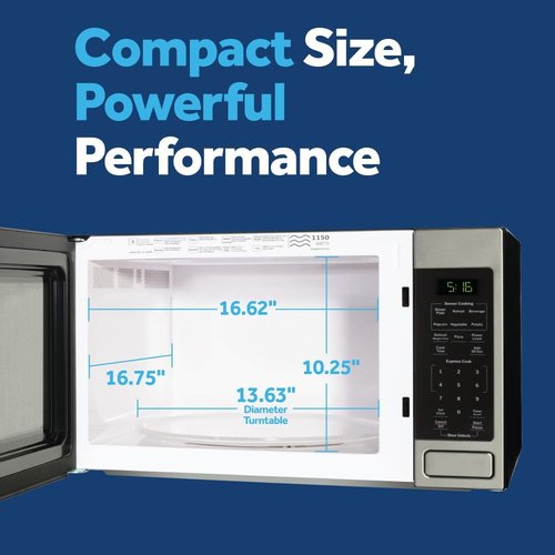 GE Countertop Microwave Oven - 1.6 Cu. Ft. Capacity | 1,150 Watts with 8 Auto Cooking Settings & Child-Lock