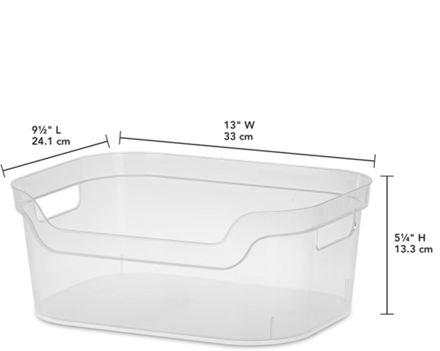 Sterilite Medium Open Scoop Front Storage Bin - Clear with Comfortable Carry Handles | 8 Pack (5.25x9.5x13 In)