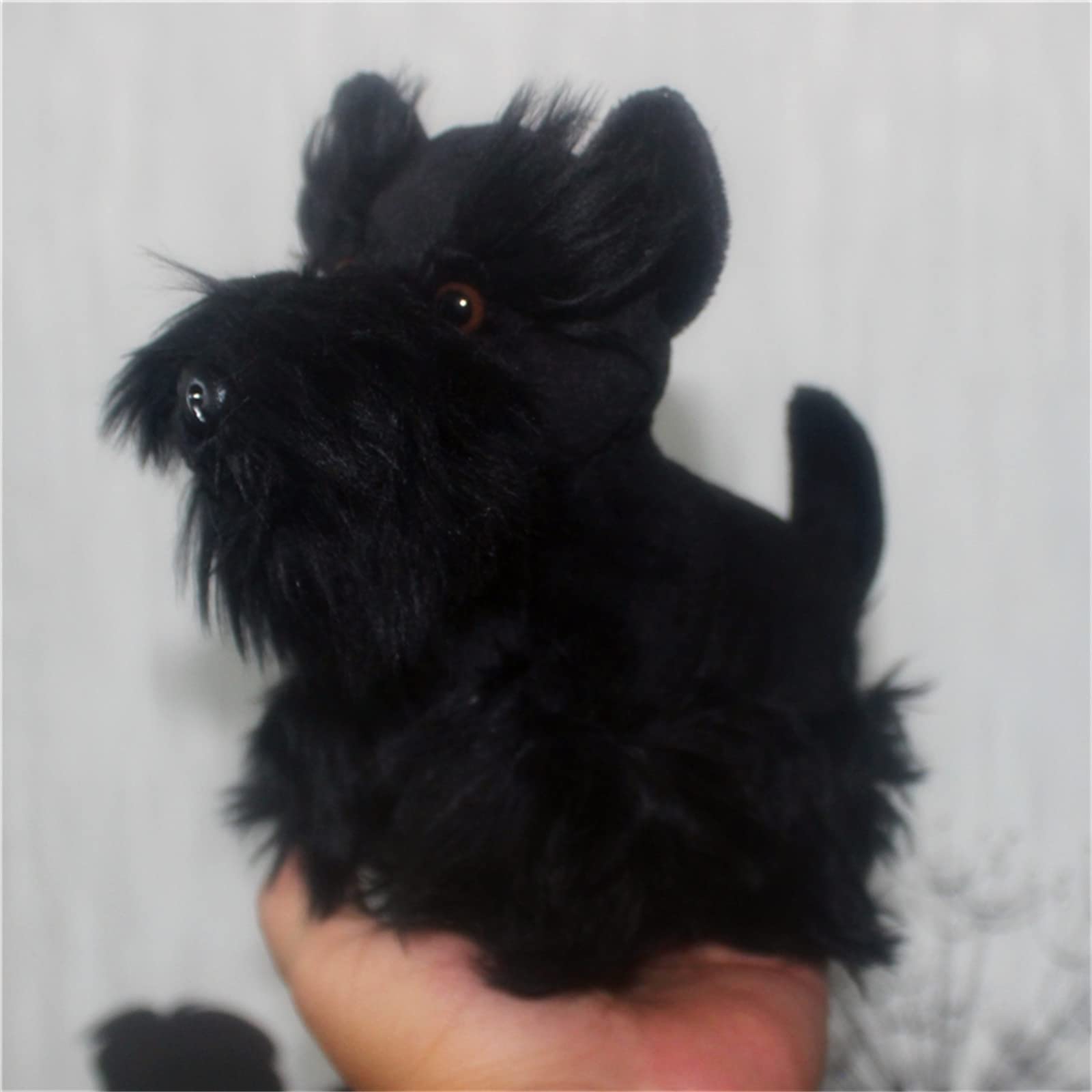 7Inches Lifelike Black Schnauzer Plush Soft Stuffed Animal Cute Aberdeen Terrier Plushie Cute Pillow Doll Home Decor
