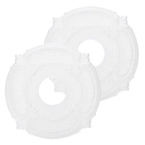 PATIKIL Ceiling Medallion, 2 Pcs 12" OD x 3.43" ID PU Decorative Ceiling Light Medallion Chandelier Medallion Classical Ceiling Light Cover Plate for Ceiling Light Fixtures Fans, White