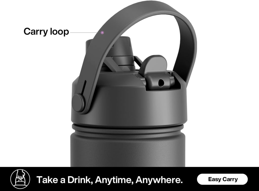 Skiennix 26 oz Insulated Water Bottle - Leakproof Design with Silicone Boot & Straw Lid | Perfect for Sports & Travel (Black)