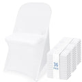 Fixwal 36 Pcs White Folding Chair Covers, Spandex Stretch Covers - Ideal for Weddings, Parties, Dining, Business Meetings, Banquets, Universal Fitted Washable Slipcovers.