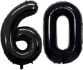 GOER 60th Birthday Balloons - 42 Inch Jumbo Black Foil Helium Decorations for Anniversary Celebrations