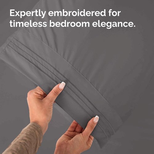King Standard Pillow Cases - Soft Hotel Quality Pillowcase Covers - 4 Piece Set in Dark Grey | Machine Washable