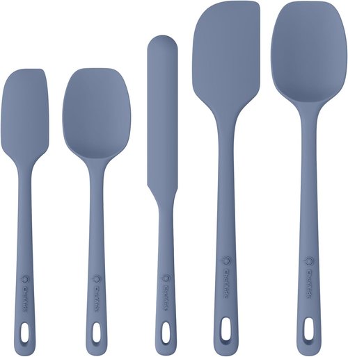 ChefAide Silicone Spatula Set - 5 Pieces, Heat Resistant Up to 600°F, Ergonomic Grip for Nonstick Cookware