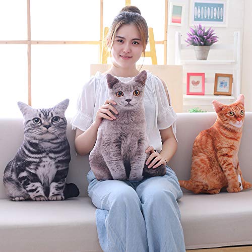 Maomoto 19.6'' Cat Shape Throw Pillow Plushie Cushion Pillow Doll 3D Simulation Cat Plush Stuffed Animal Toy for Kids,Sofa Chair Home Decor