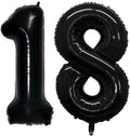 GOER Jumbo 18th Birthday Balloons - 42 Inch Black Foil Helium Decorations for Sweet 18 Party