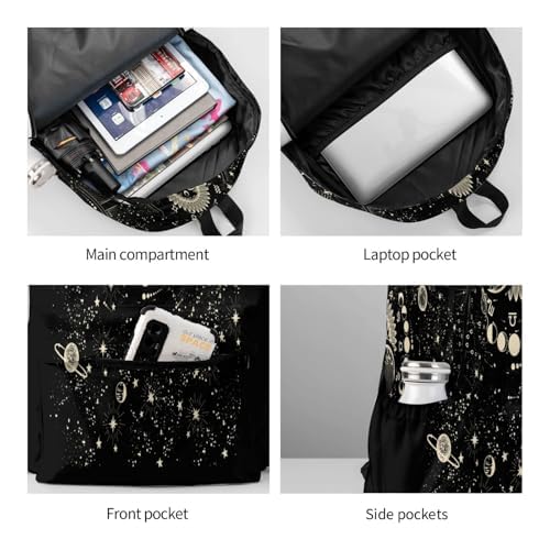Droerfes Moon And Sun Backpack School Bag Lightweight Bookbag Laptop Travel Daypack For Kids Girls Boys Teens