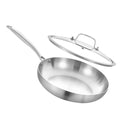 Inqibee 8 Inch Stainless Steel Frying Pan with Lid, Tri-Ply Clad Small Skillet, Induction Ready & Compatible with All Cooktops, Oven and Dishwasher Safe, Non-Toxic PFOA-Free Cookware