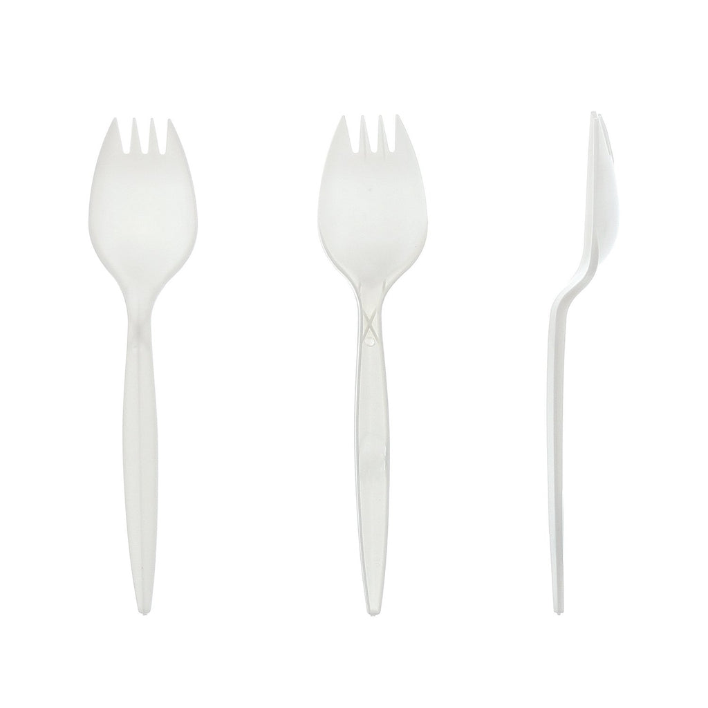 AmerCareRoyal Individually Wrapped Sporks Disposable - Bulk Plastic Sporks for Events, Parties, and Catering - Convenient and Hygienic Disposable Sporks for Easy Cleanup, Case of 1000