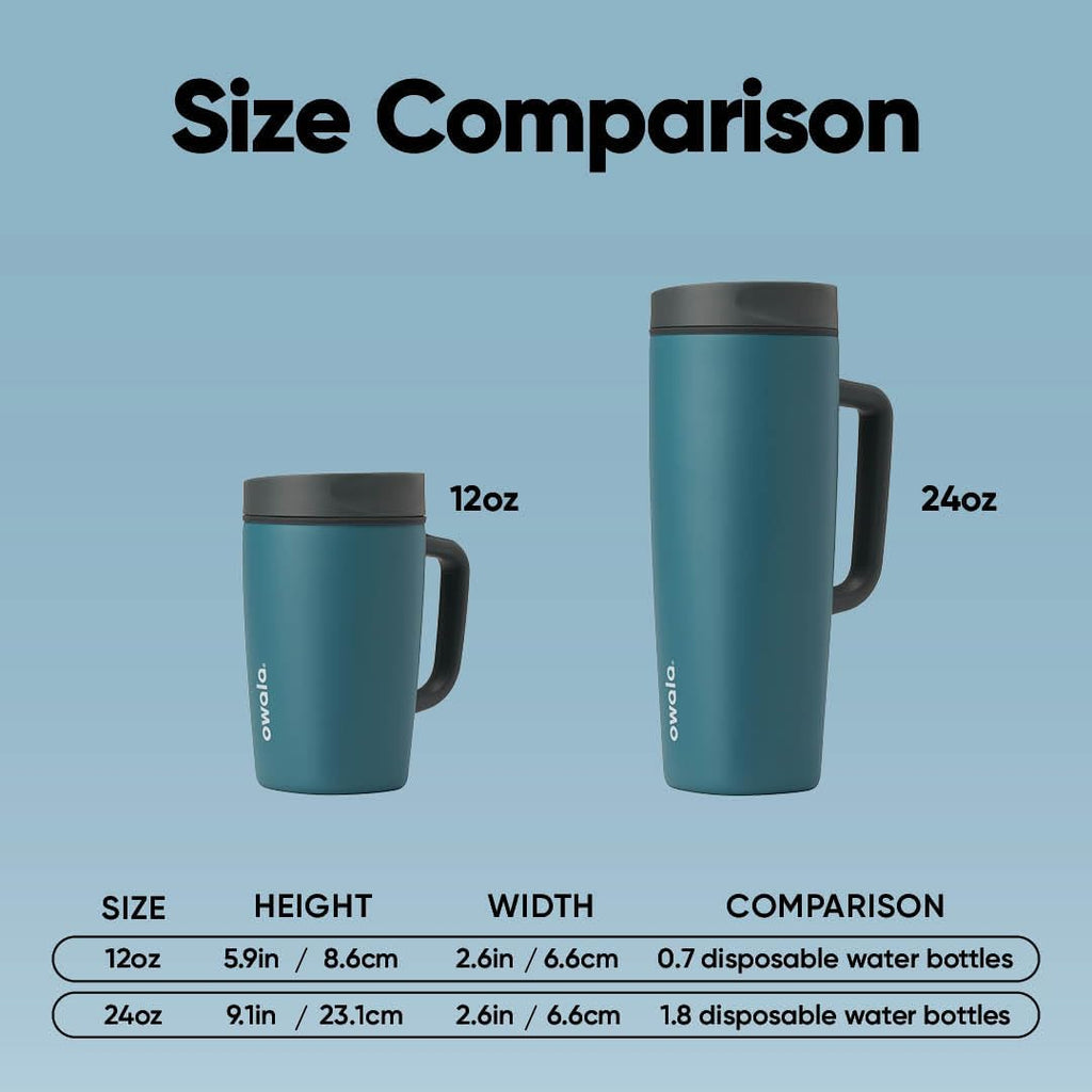 Owala SmoothSip Stainless Steel Travel Mug - 100% Leak Proof, Insulated, 12oz, BPA Free | Perfect for Hot & Cold Drinks