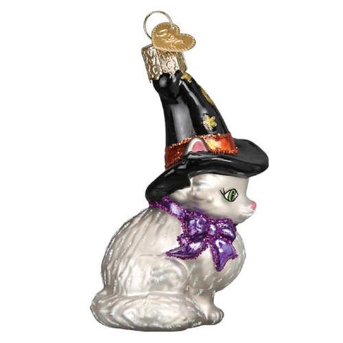 Old World Christmas Witch Kitten Glass Blown Ornament for Christmas Tree, Handcrafted Holiday Decoration, Halloween Collection