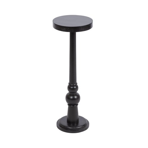 Kate and Laurel Wegner Traditional Wooden Round Drink Table; 8 x 23; Black; Elegant and Durable Pedestal Table for Use as Small Drink Table; Plant Stand; or Decorative Item Display