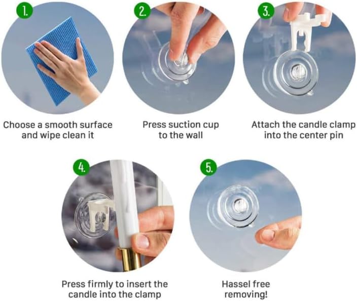 Skiennix 8Pcs LED Candle Light Holders - Strong Suction Cup Clips for Windows | Perfect for Home Parties & Christmas Decor