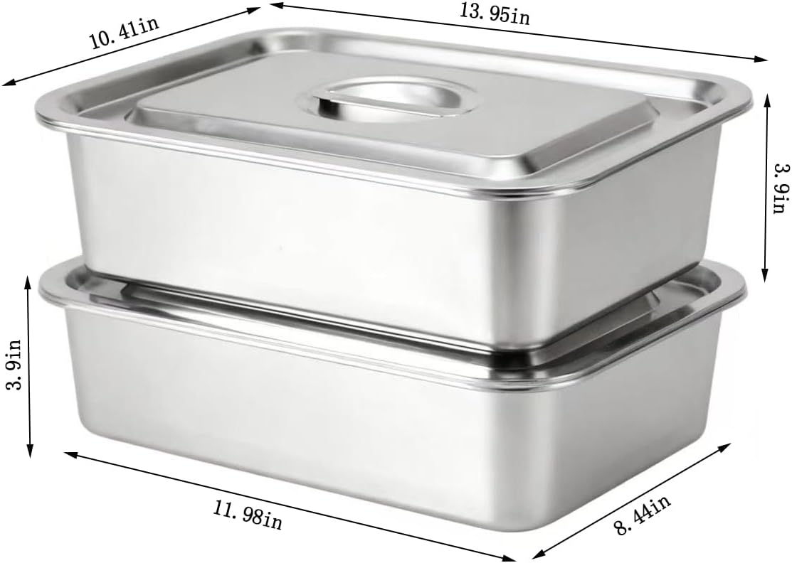 Regine Switzerland 4-Inch Deep Lasagna Pan - 2-Pack Stainless Steel Baking Dish with Lid | 7.4QT Oven Roasting Pans