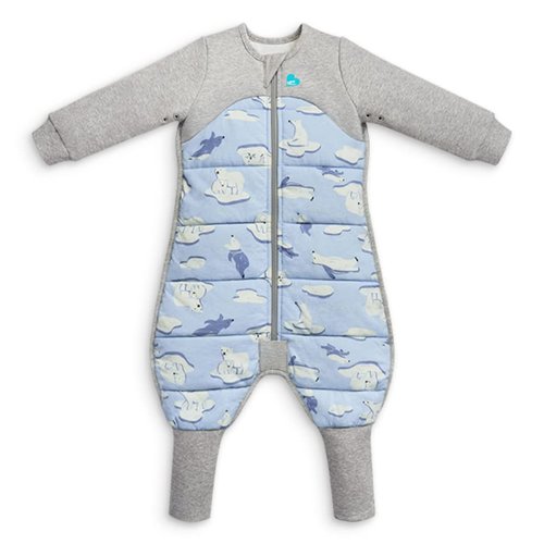 Love to Dream Extra Warm Baby Sleep Suit (6-12 Mo), Super Soft Temp Regulating Sleeping Sack, 3.5TOG Warm Wearable Blanket, Blue