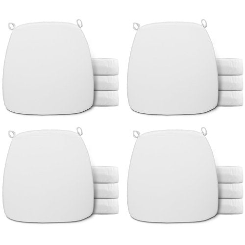 Spiareal Wedding Chiavari Chair Cushion 15 x 15 Inch Seat Cushion Dining Chair Pads with Ties Non Slip Memory Foam Kitchen Chair Pad for Wood Resin Chiavari Chairs Party Decor(White, 12 Pieces)
