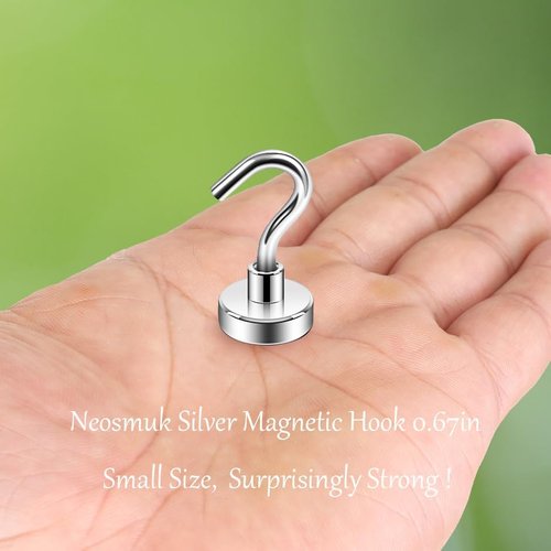 Neosmuk Magnetic Hooks - Heavy Duty 32lb+ Magnetic Hooks for Cruise Cabins & Travel | Silver Pack of 20