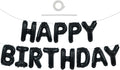 TONIFUL Black Happy Birthday Balloons Banner - 16 Inch Mylar Foil Letters for 30th, 40th, 50th, 60th Celebrations | Reusable Party Decor