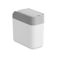 Small Bathroom Trash Cans with Lids,Motion Sensor Bathroom Trash Can,Waterproof Plastic 3.2 Gallon Automatic Adsorption Touchless Garbage Can for Kitchen,Living Room,Office,Laundry,White/Grey
