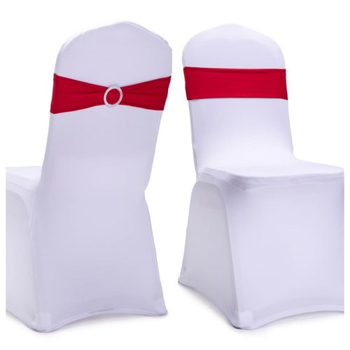 Qidkeo Red Chair Sashes for Wedding 10 Pack Stretch Spandex Chair Sashes Elastic Chair Bow with Buckle Wedding Party Banquet Event Decoration