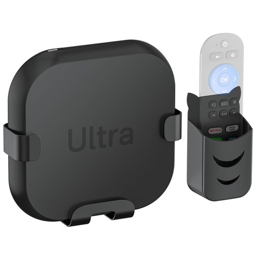 Metal Streaming Device Holder for Roku Ultra Mount with Remote Holders (Compatible with All Models) - Space Saving Mount for Roku Ultra Holder to Mounted Back of TV or On The Wall