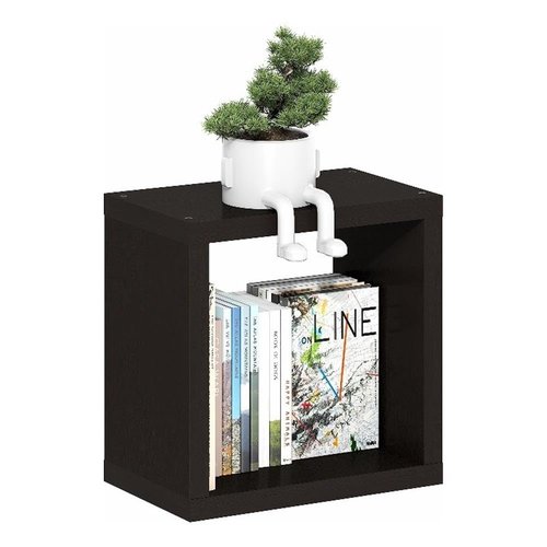 Furinno Cubicle Floating Shelves for Wall, Cube Wall Shelf, Extra Thick Wall Mounted Book Shelf, Single Cube, 16" x 16" x 9.8", for Bathroom, Bedroom, Living Room, Black Dark Oak